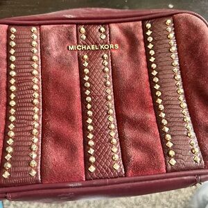 Michael Kors Maroon Bag with Gold Accents